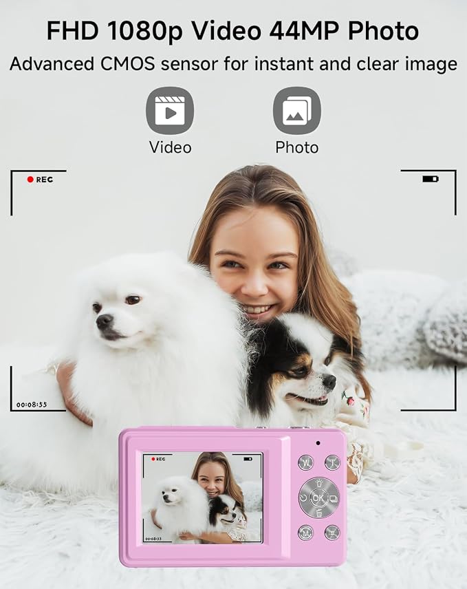 Digital Camera, FHD 1080P 44MP Point and Shoot Digital Camera