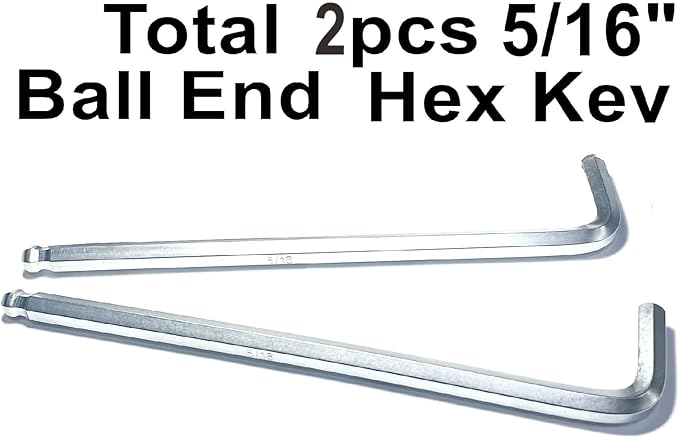 2pcs 5/16 Ball End Allen Wrench sets,5/16" Hex Key Wrench set,allen key Door Key L Shaped hex wrench set with Long Arm.