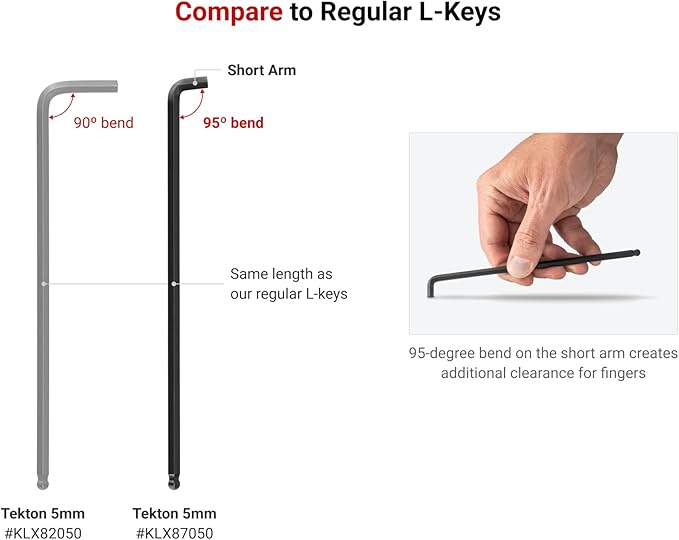 TEKTON Short Arm Ball End Hex L-Key Set with Holder, 13-Piece (0.050-3/8 in.) | KLX91112