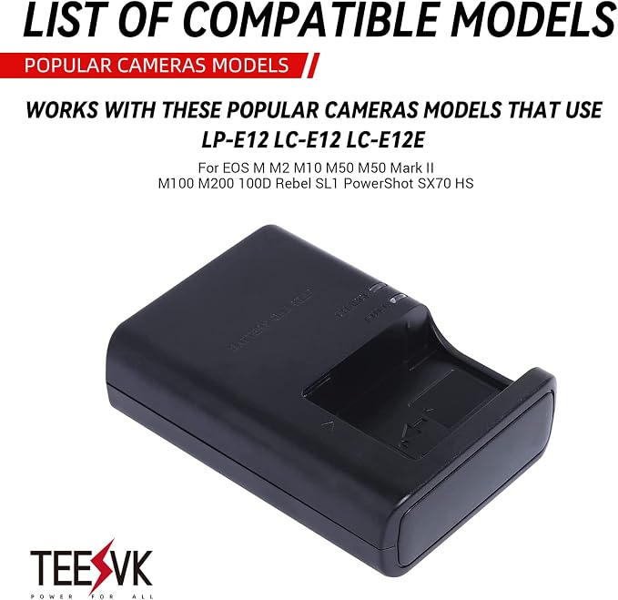 LC-E12 Battery Quick Charger for Canon: for LP-E12 LC-E12E Battery EOS M M2 M10