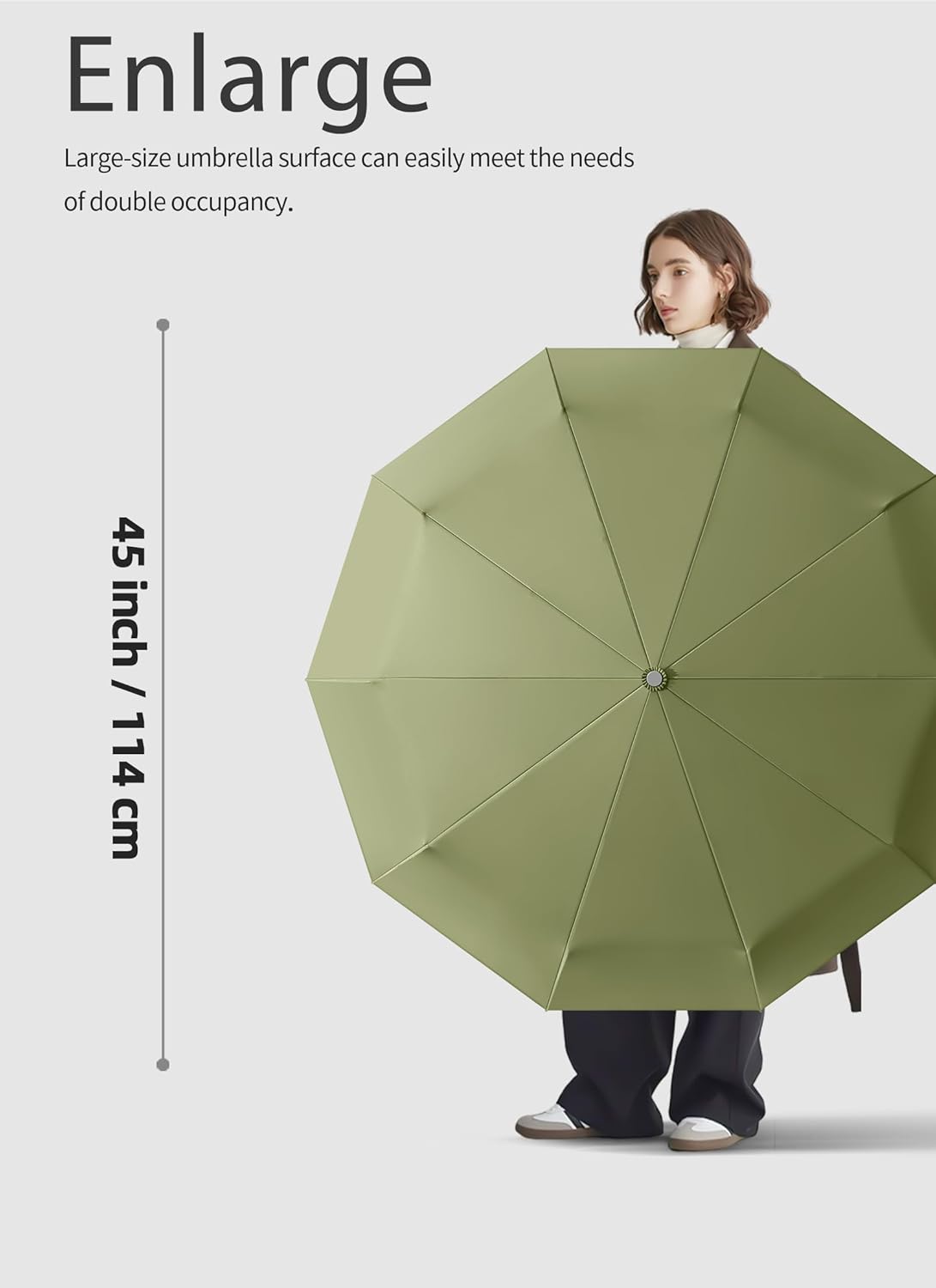 Rain Cats Large Umbrella - 45-Inch Windproof Travel Umbrella with 10 Fiberglass Ribs | Compact & Automatic