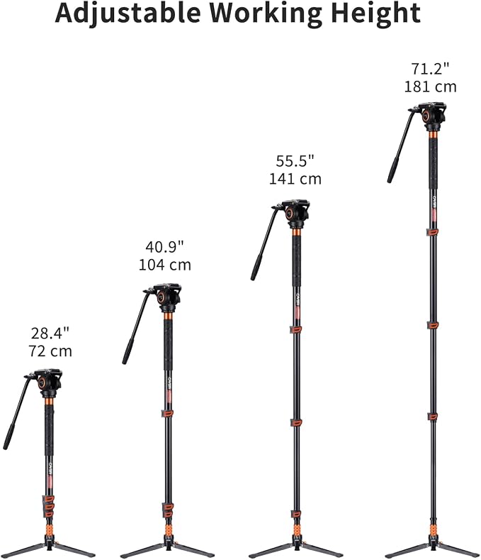 Cayer FP34 Monopod with Feet, 71 inch Aluminum Telescopic Camera Monopod with