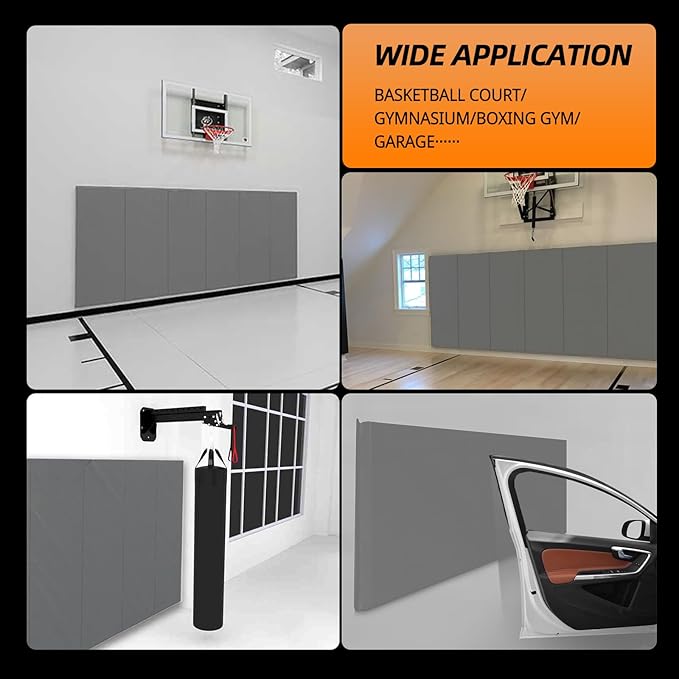 PROGOAL Gym Wall Paddings Basketball Court Wall Protection Pad - 2”Thick Foam Wall Mat Durable Protector for Wall-Mounted Basketball Hoops Garage Taekwondo（60" Lx20 W）