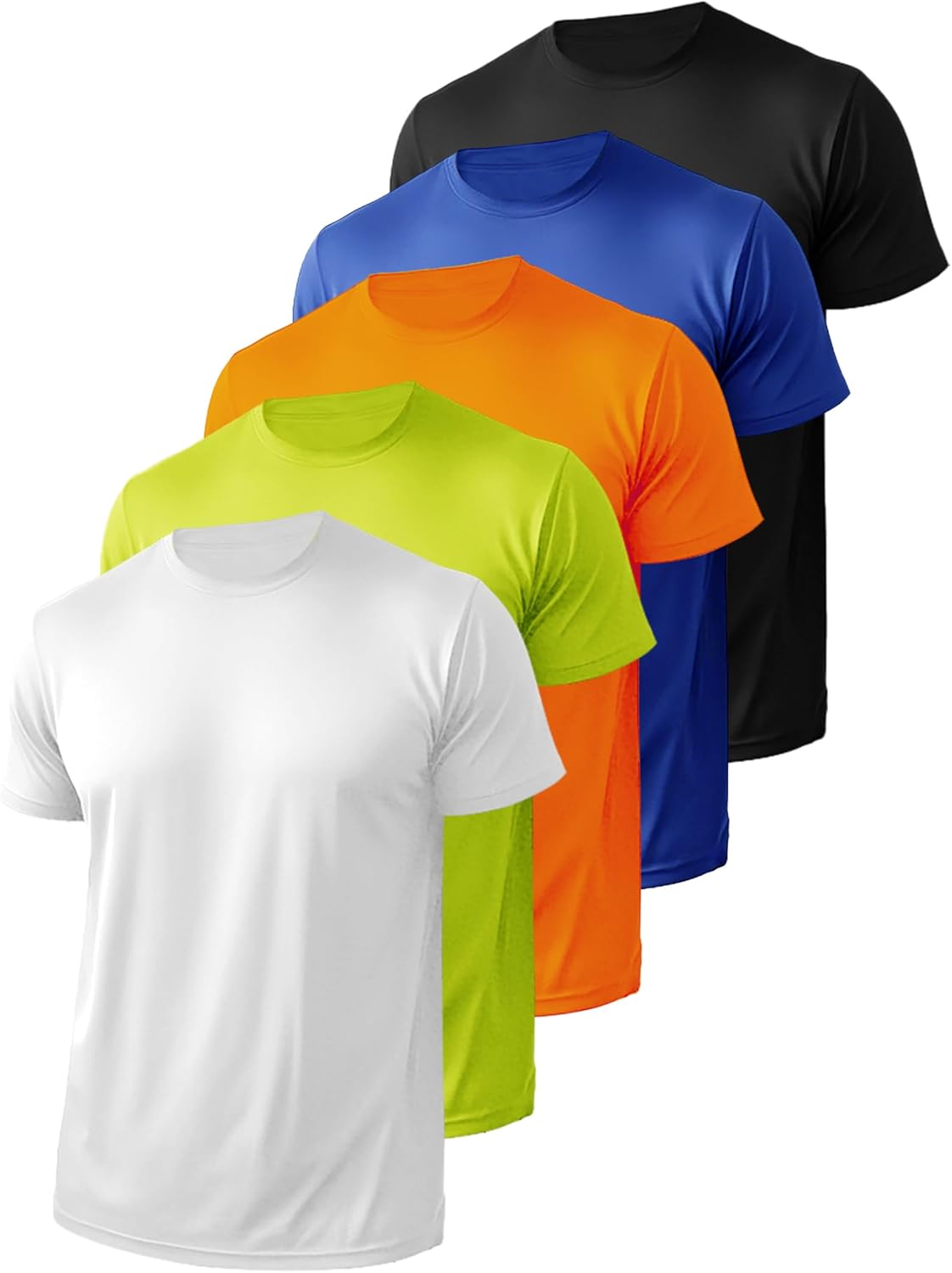 Skiennix Men's Athletic Quick-Dry Crew Neck T-Shirts - 5 Pack for Running & Gym Workouts