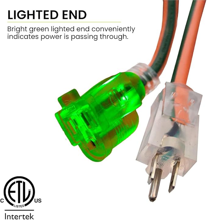 Go Green Power Inc. GG-13708 16/3 Heavy Duty Extension Cord-Orange, 8 ft
