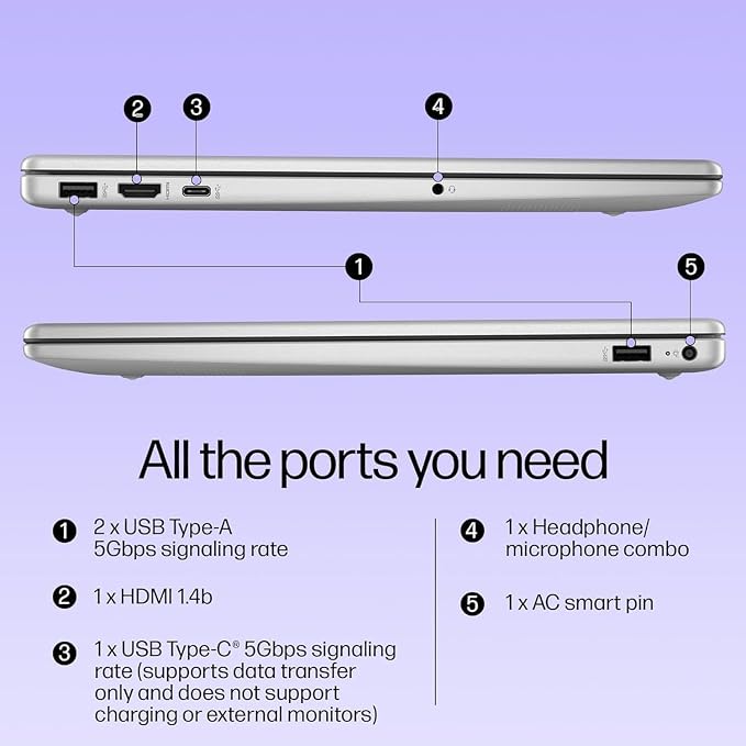 HP 15.6 inch Laptop Computer • 2026 Edition • Copilot AI • Intel 4-Core N100 CPU • 8GB DDR4 • 240GB PCIe • Fast Charge • WiFi 6 & Bluetooth 5.3 • Windows 11 • Natural Silver (renewed)