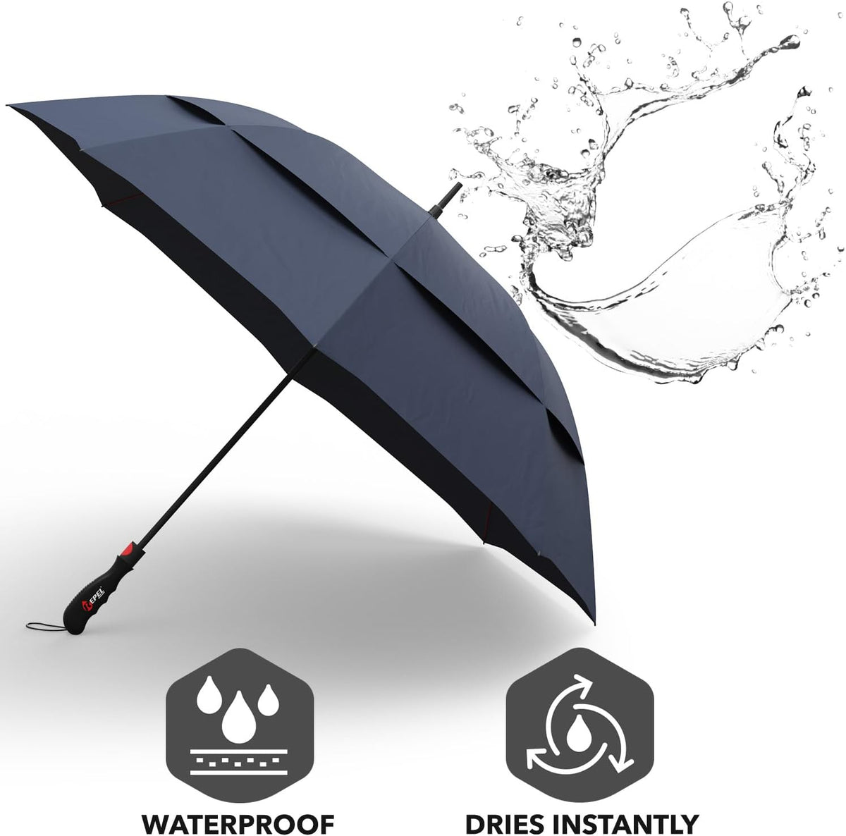 Repel Umbrella | Extra Large Windproof Golf Umbrella - 60" Wide Vented Canopy for 2 People