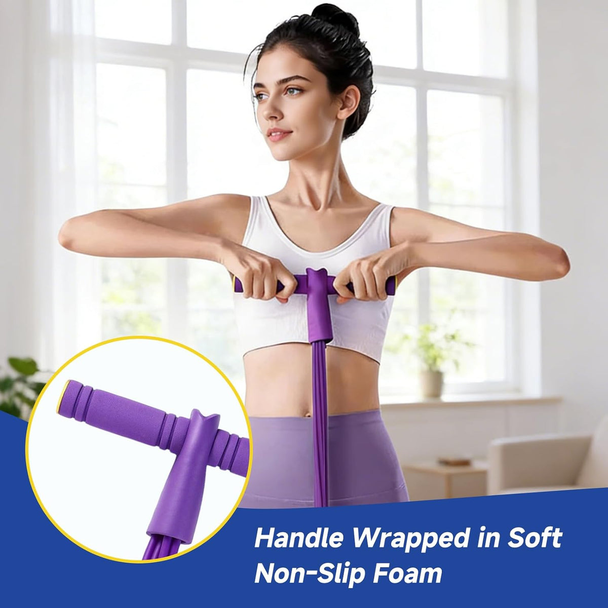 Pedal Resistance Band - 8 Tube Exercise Bands for Full Body Workout | Portable Fitness Equipment