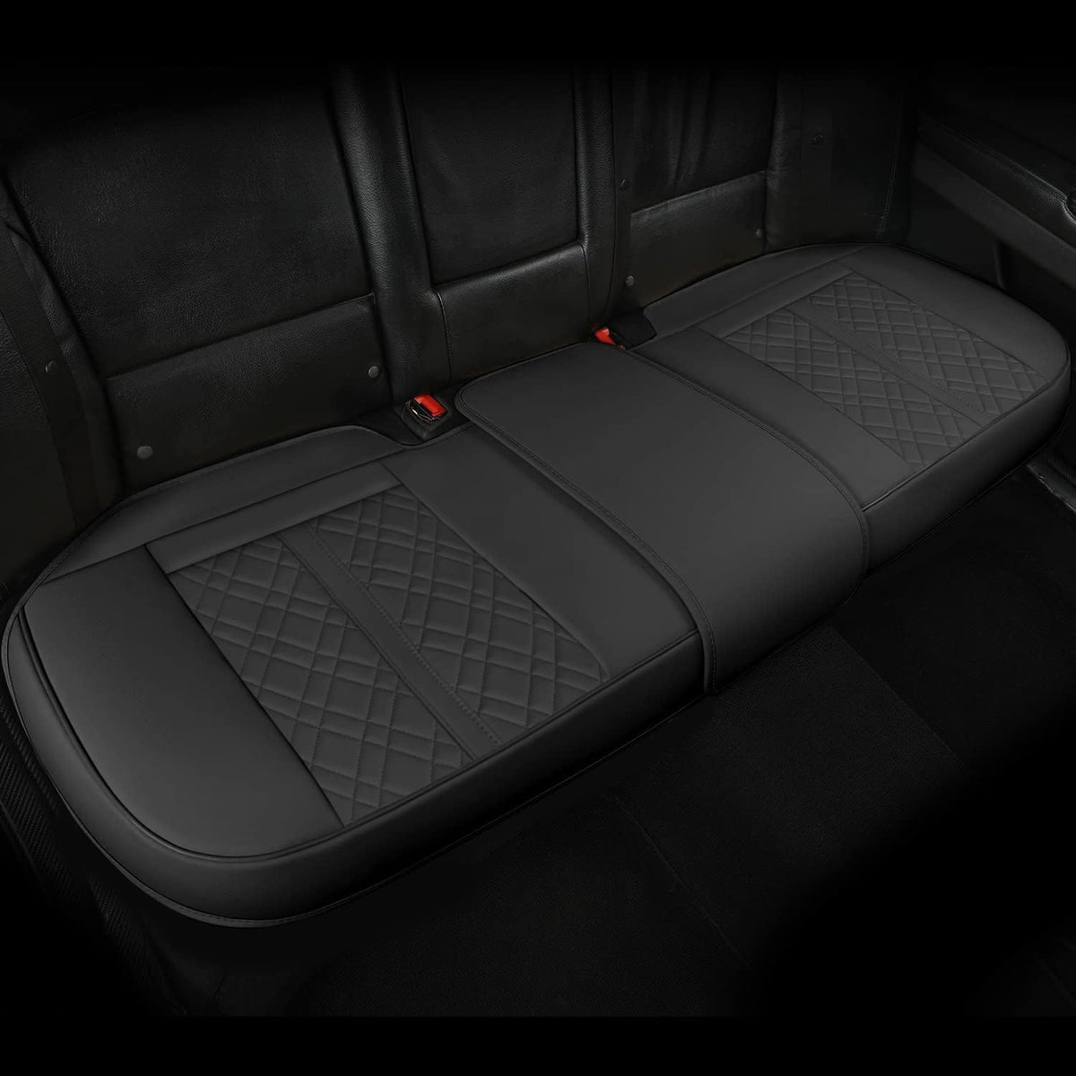2 Pack Car Seat Cover for Front Car Seat Bottom,Premium PU Leather Seat Cushion Protector Upgraded Without Backrest with Storage Pocket,Full Wrapping Edge Works with Sedan SUV Pickup Minivan (Z BLACK)