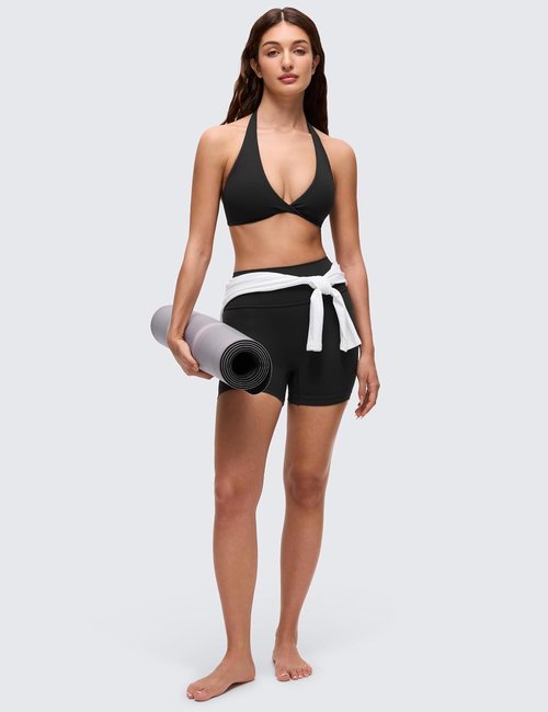 CRZ YOGA Sports Bra - Butterluxe Double Lined Halter Top with Deep V Neck & Open Back - Non-Padded