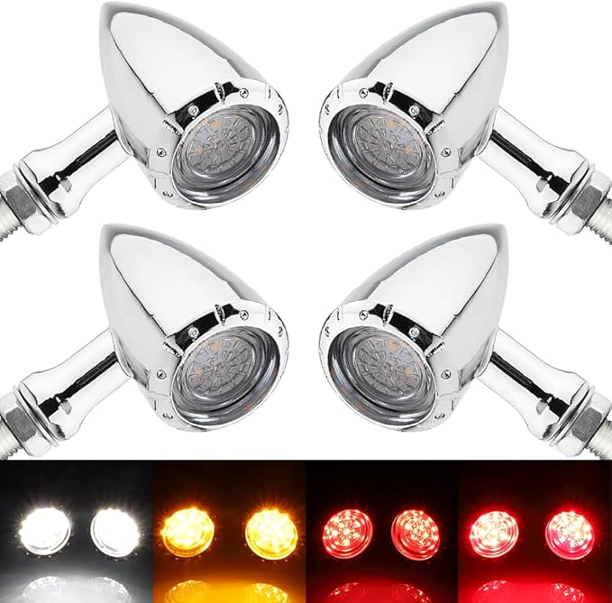 TSUNG 4PCS Motorcycle Bullet LED Front Rear Turn Signal Light SMD Blinker