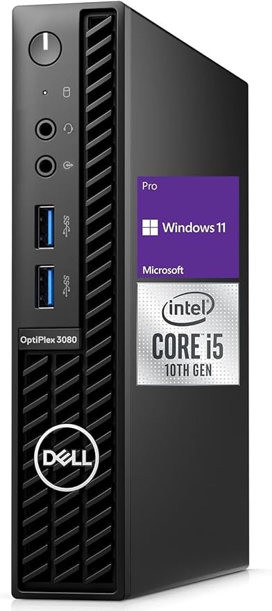 Dell OptiPlex 3080 Micro PC | Intel Core i5-10500T | 32GB RAM | 1TB SSD | Windows 11 Pro | Wi-Fi+ BT | Mini Desktop Computer (Renewed) (32GB RAM + 1TB SSD)