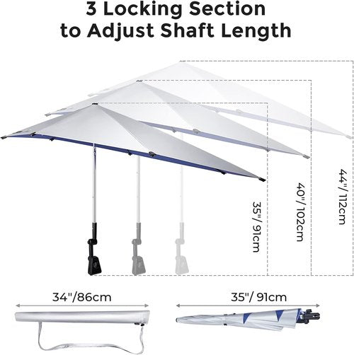 G4Free Height Adjustable Umbrella - UPF 50+ Protection for Beach Chairs, Golf Carts, & More | Blue