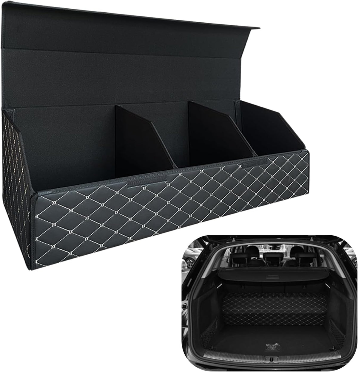 Car Trunk Organizer for Buick Enclave - Custom Fit,4-Layer Cover,Leather,Large Space Outdoor Trunk Organizer,All-Season Use for Buick Enclave 2025