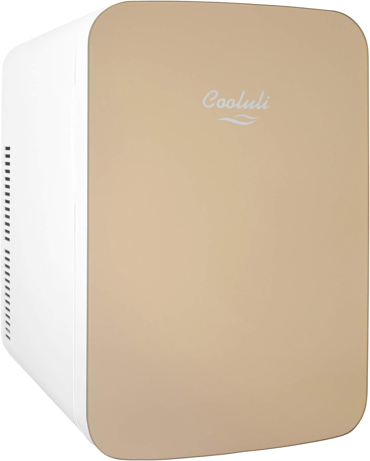 Cooluli 10L Mini Fridge for Bedroom - Car, Office Desk & Dorm Room - 12v Portable Cooler & Warmer for Food, Drinks, Skincare, Beauty & Makeup - AC/DC Small Refrigerator with Glass Front, Green Pattern