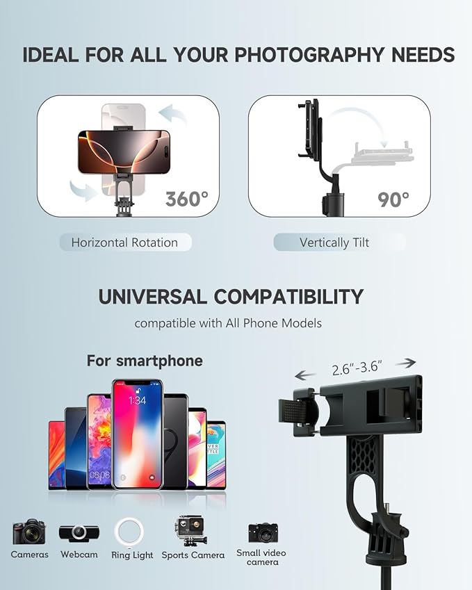71” Phone Tripod & Selfie Stick, Portable All in One Extendable Cell Phone