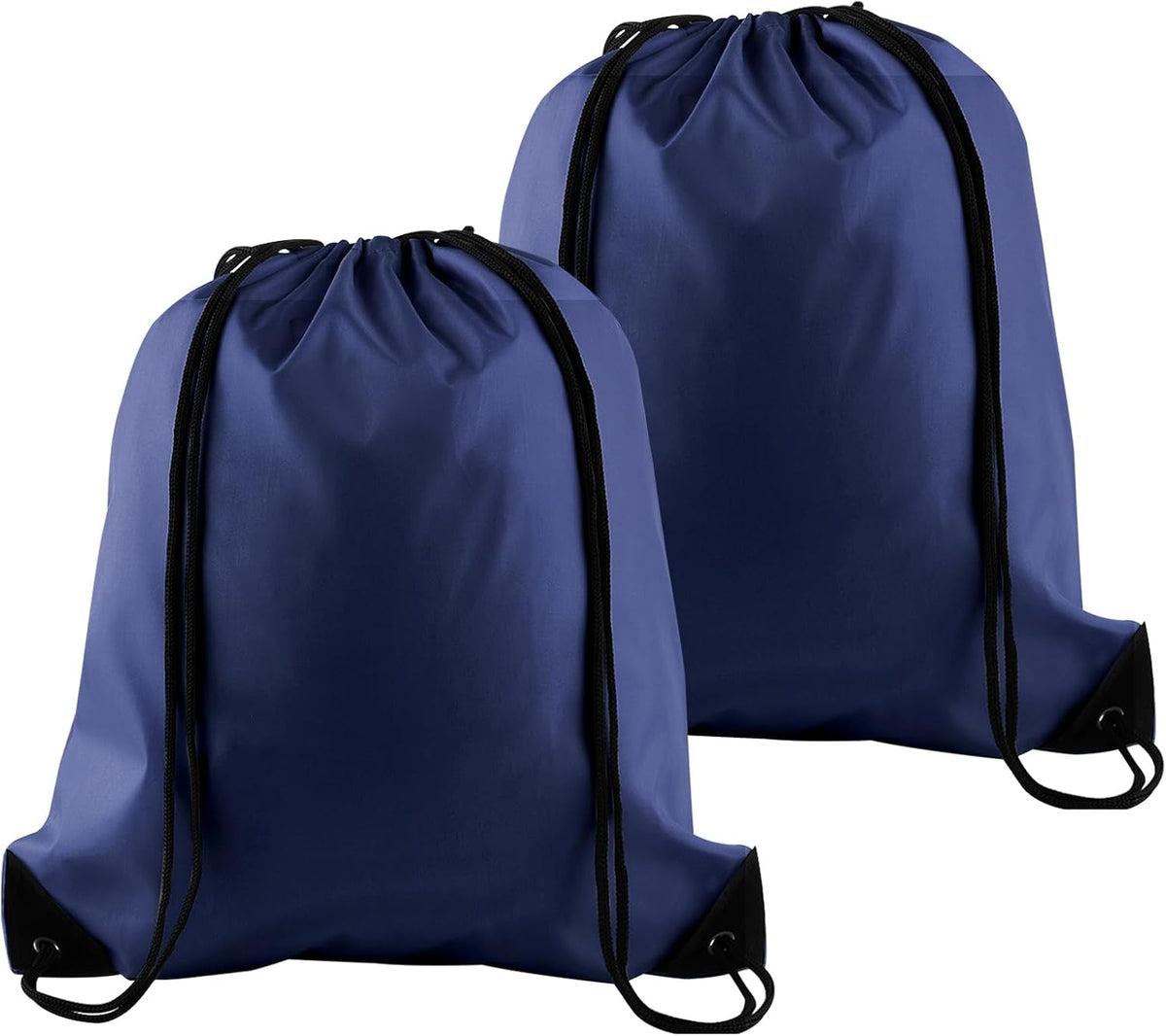 PLULON Drawstring Backpack - Navy Blue Cinch Sack for Gym, Yoga & Outdoor Activities | 2-Pack