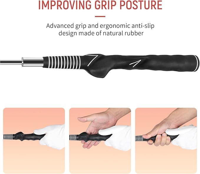 Retractable Golf Swing Trainer, Golf Grip Trainer, Golf Training Aid for Warm-Up, Golf Swing Training Aid, Grip Trainer Golf Club, Strength & Tempo Training for Chipping Hitting