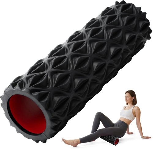 Foam Roller - High Density Deep Tissue Massager for Myofascial Release | 15-Inch Black Diamond Texture