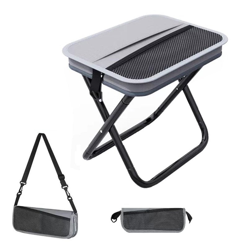 Portable Stool, Pocket Chair Fishing Stool, Large Size Adjustable Shoulder Strap Folding Stool, 2026 New Ultralight Foldable Stools with Carrying Bag for Hiking, Fishing, Camping, Picnic (Gray-Black)
