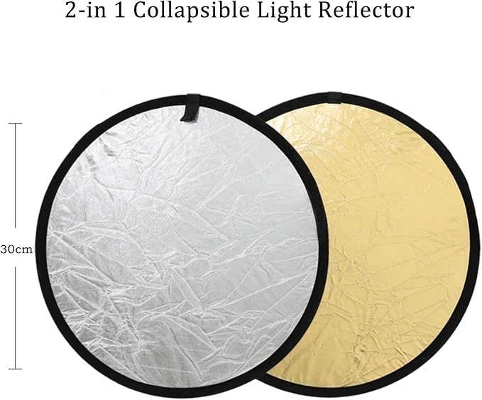 2-in-1 Photo Reflector Fill Light Soft Light Collapsible Reflector 12" 30cm