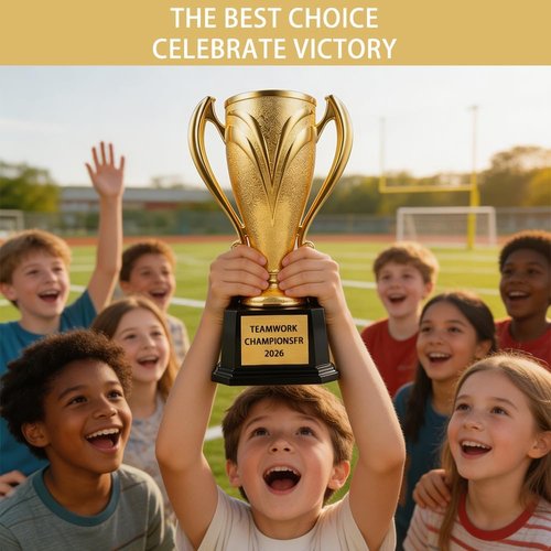 Custom Trophy Award - Personalized 9.8" Gold Cup Trophy with Engraved Text & Logo for Teams & Celebrations