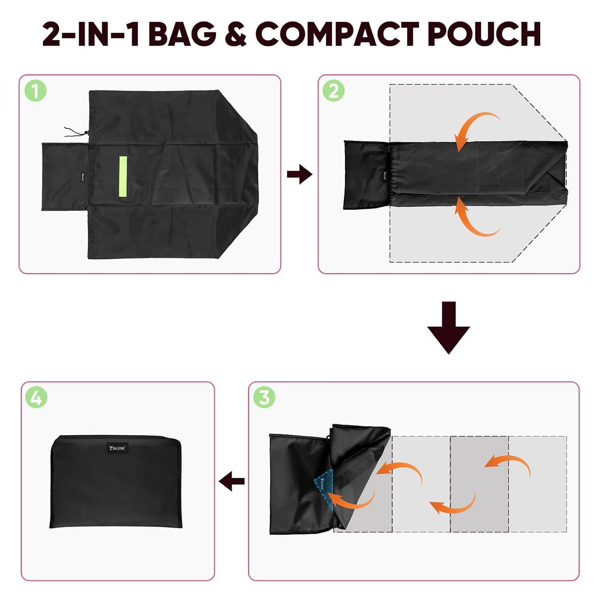 BALEINE Car Seat Travel Bag for Airplane, Water-Resistant Car Seat Bags for Air Travel, Foldable Cover with 3 Handles, Fits Toddler Carseat, Convertible and Booster Seats (Black)