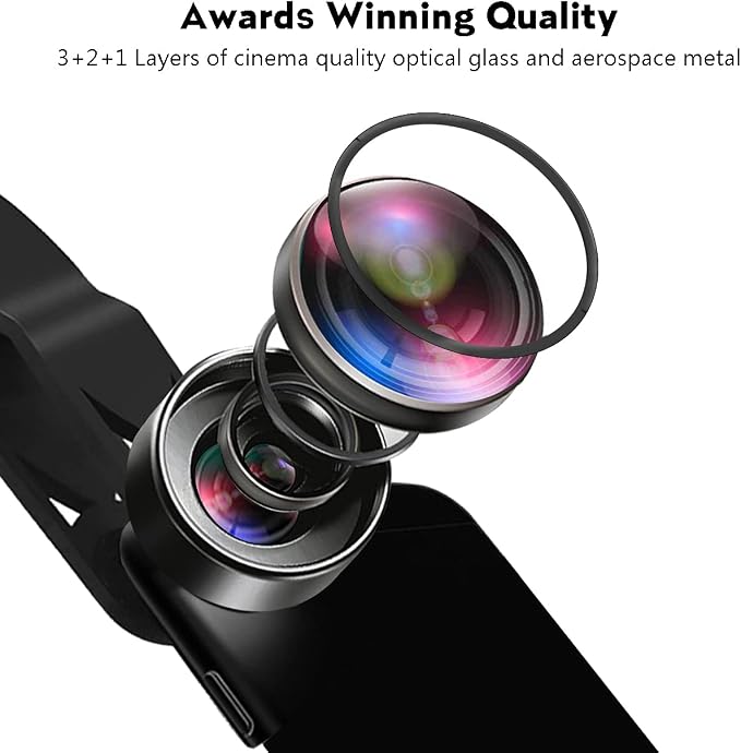 KEYWING Phone Camera Lens 3 in 1 Phone Lens Kit, 198 Fisheye Lens + 120 Super