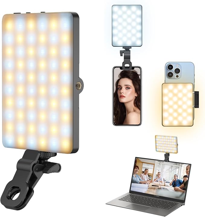 Led Selfie Light, Phone Clip, 3000mAh Rechargeable, Photo Light
