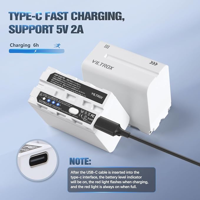 VILTROX NP-F970 Battery 2 Packs, Replacement
