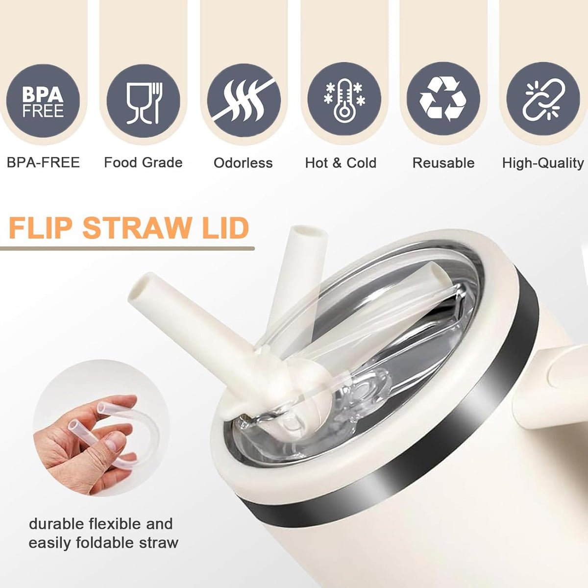 Stanley | 2-Pack 40 oz Flip Straw Leak-Proof Lid Replacement - No Spill Cover for H2.0 Quencher