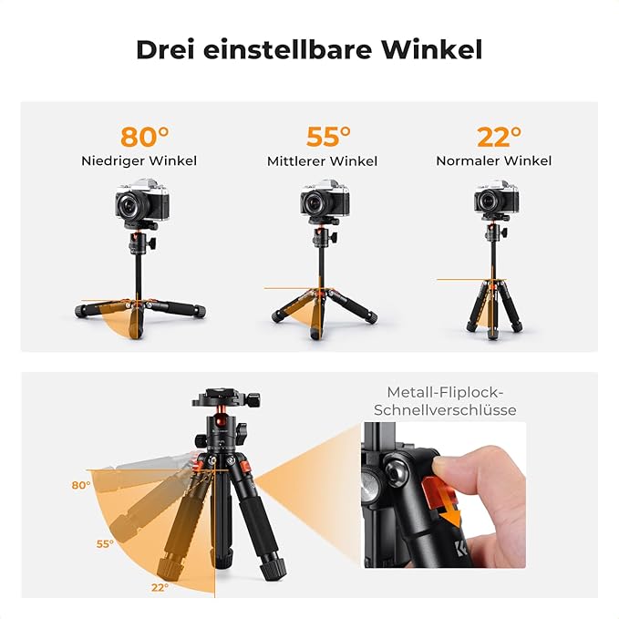 K&F CONCEPT Mini Desk Tripod, 21.6'' Compact Small Tripod