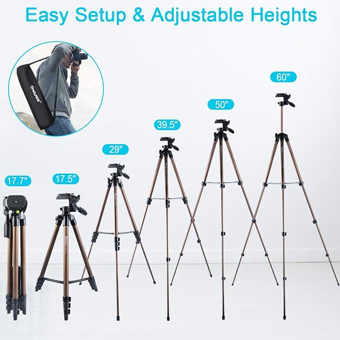 Endurax 60'' Tripod for Camera Canon Nikon DSLR, Camera Phone Tripod