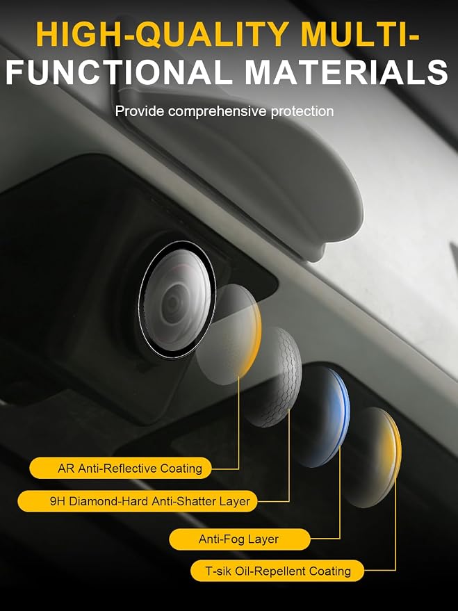 Car Camera Lens Protector 4-Pack + Backup Camera Rain Shield 2-Pack,