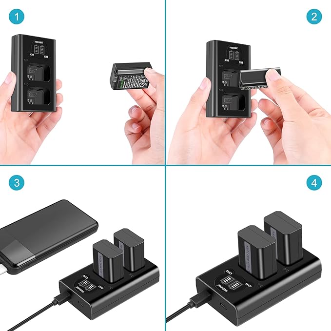 NEEWER NP-FW50 Camera Battery Charger Set Compatible