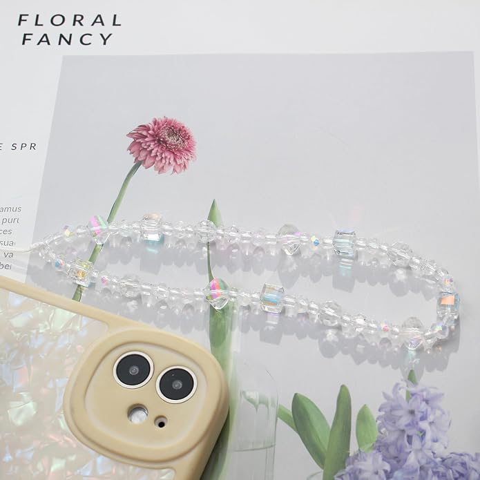 CMVFYL Beaded Camera Wrist Strap, Cute Phone Charms Strap, Pearl Bracelet Wrist