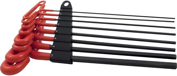 Dynamic 8 Piece 9" Long T-Handle, Metric Hex Key Set, 2mm - 10mm