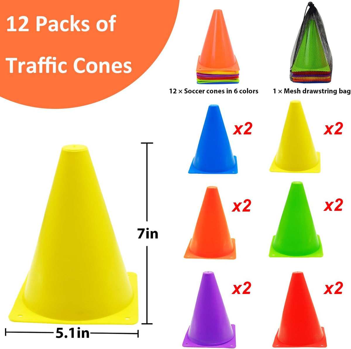 Soccer Cones Set by [Brand Name] - 84/42 Pcs Training Cones with Carry Bag | Durable Plastic for Drills