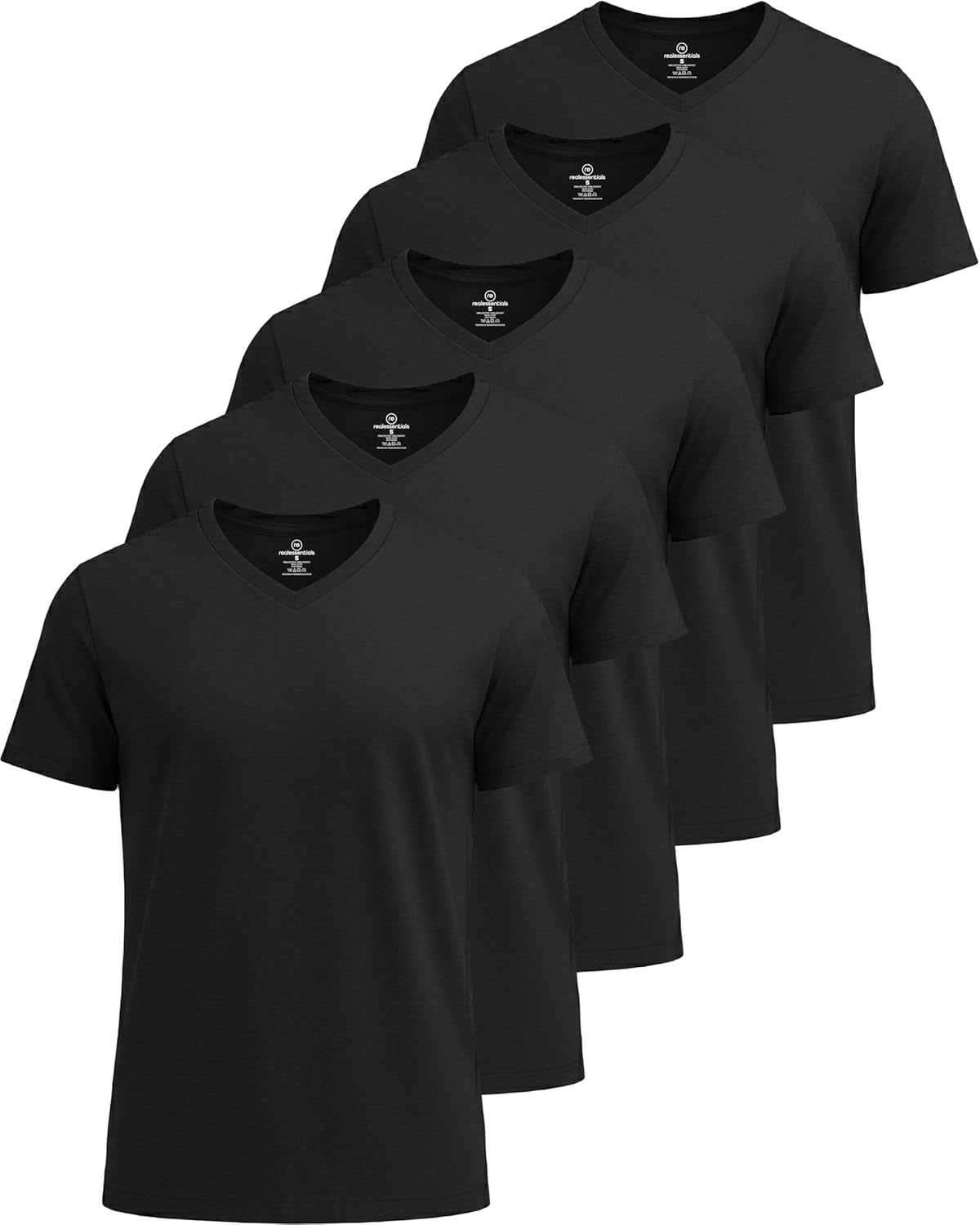 Real Essentials V-Neck Performance T-Shirts - 5 Pack of Moisture-Wicking Active Wear for Men