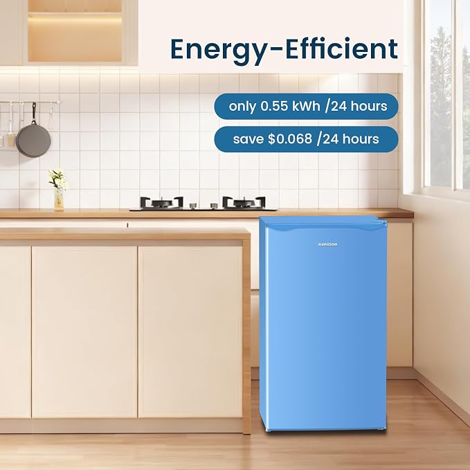 Mini Fridge with Freezer 3.2 Cu.Ft for Bedroom and Office Blue | Single Door, Small Refrigerator, Energy-efficient, Low Noise, Mini fridge for Dorm