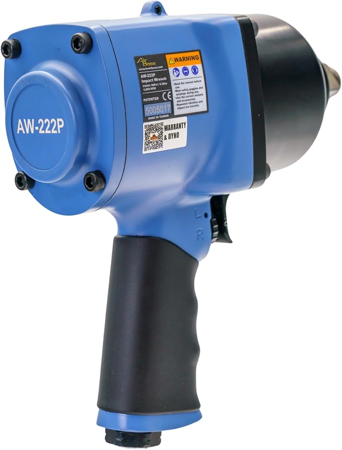 Airboss AW-222 3/4" US Germany Award Winning Premium Air Impact Wrench Heavy Duty 2400 ft-lb Nut Busting Torque 8.5 Pounds Award-Winning Design Lightweight High Performance
