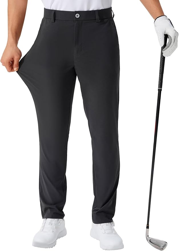 QPNGRP Men's Golf Pants 30"/32"/34" Inseam Lightweight Stretch Work Dress Pants