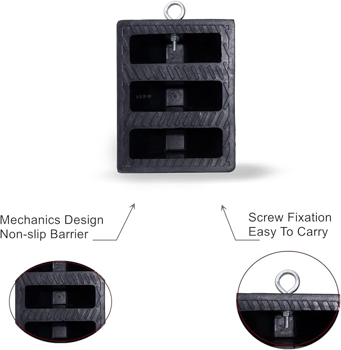 Wheel Chocks Rubber Heavy Duty Wheel Chocks for Travel Trailers with Eyebolt 9.06" x 7.87" x 5.51" 2 Pack（Highlight Black）