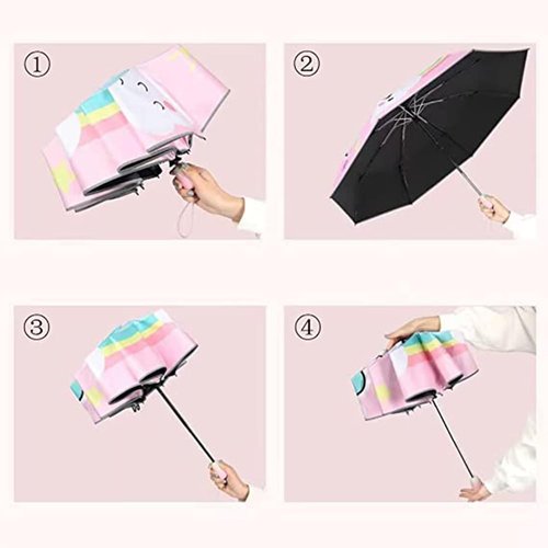 Hannstar Automatic Kids Umbrella - Folding Telescopic Design for UV Protection | Durable & Lightweight Cute Kitty Brolly