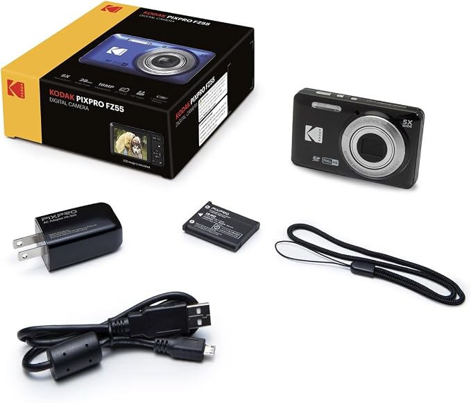 Kodak PIXPRO FZ55 Digital Camera + Point & Shoot Camera Case + Sandisk 128GB