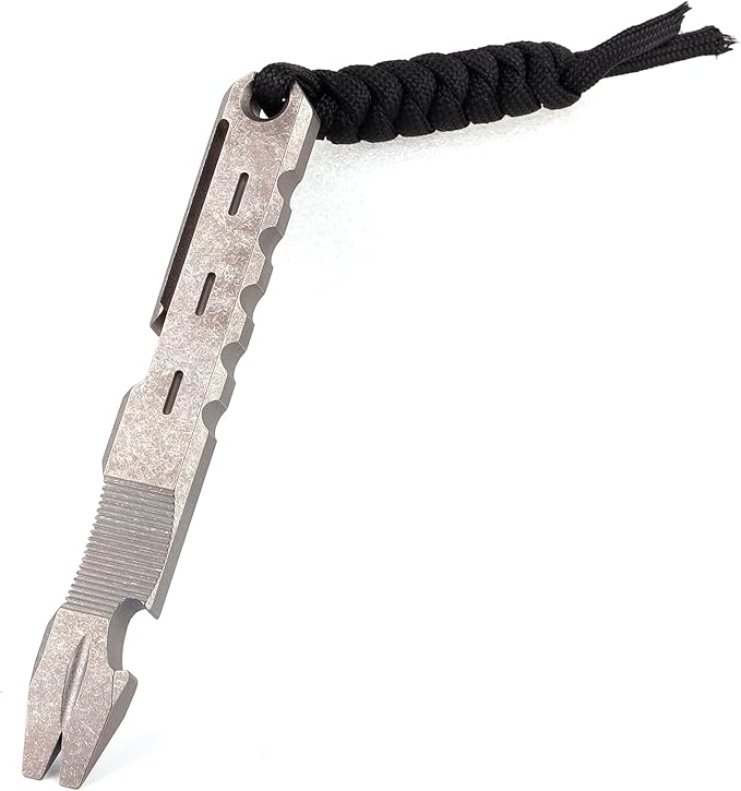 Titanium EDC Pry Bar with Nail Puller Bottle Opener Function with Pocket Clip EDC Tool (Grey)