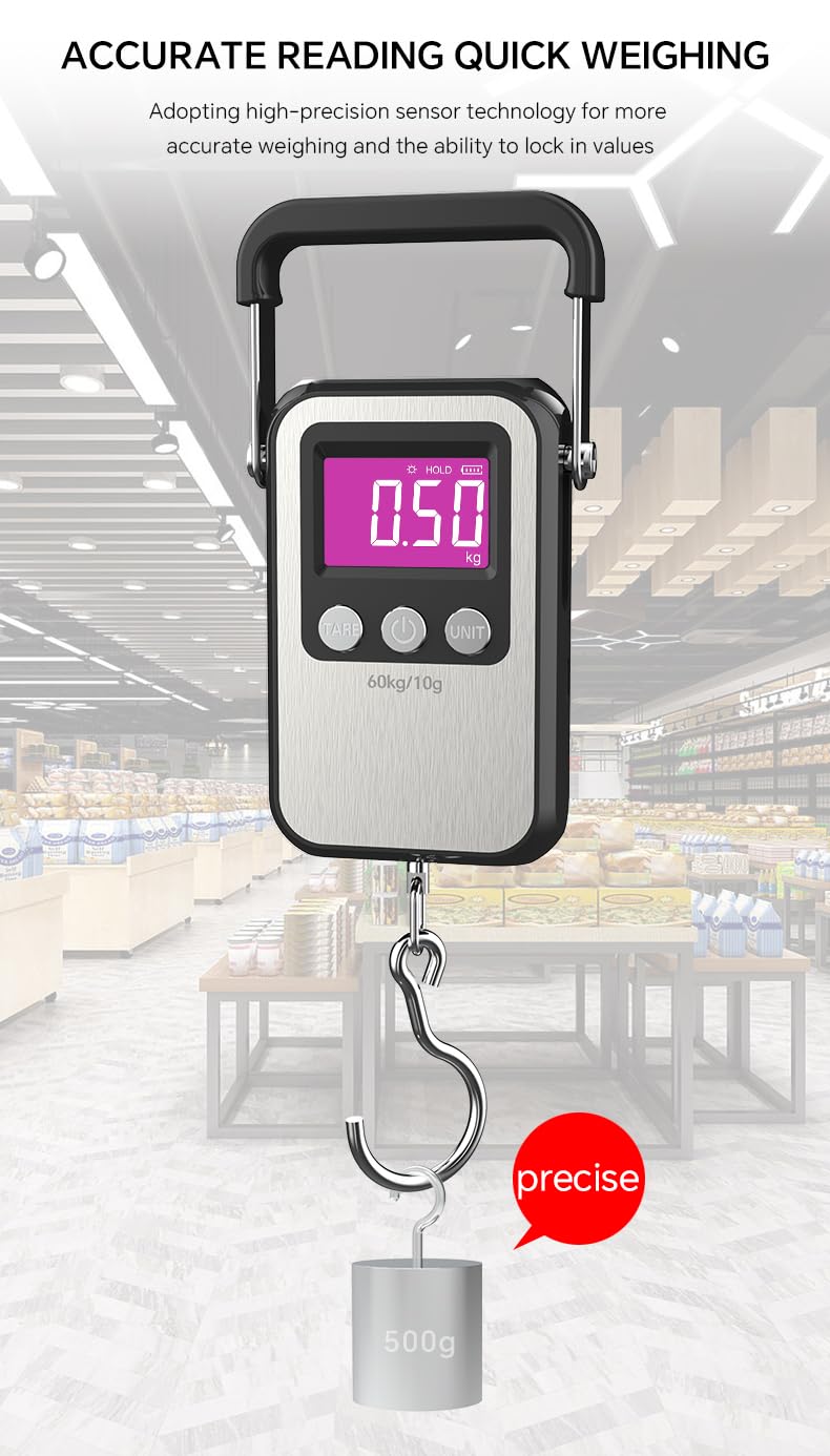 Portable Digital Luggage Scale by [Brand Name] - 132lb Capacity | Ideal for Travel & Fishing