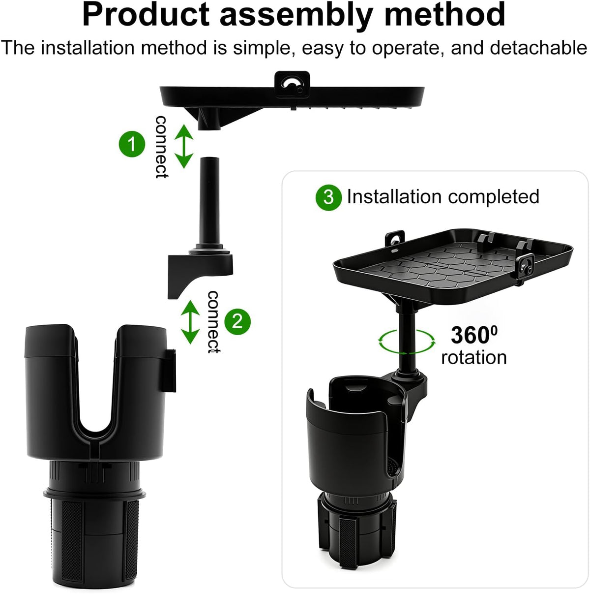 Car Cup Holder Expander Tray with Phone Slot