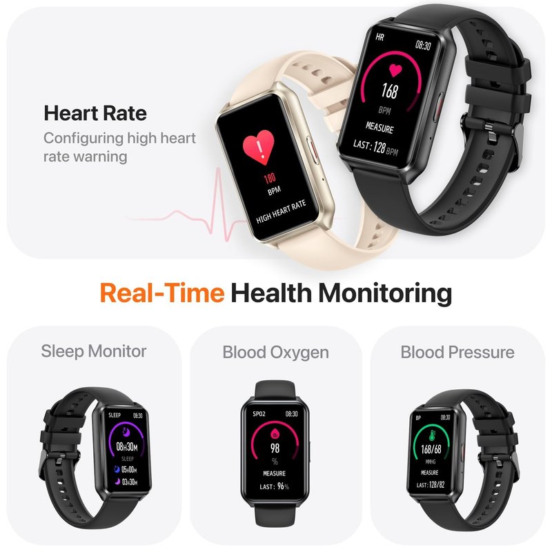 SGJIK Smart Watch Fitness Tracker with Make Call 24/7 Heart Rate Blood Pressure Sleep Monitor, 100+ Sports Modes, Calorie Step Counter for Walking, IP68 Waterproof, Smart Watches for Men Women