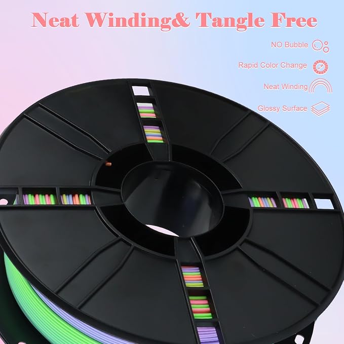 LOVOON Rainbow Gradient 3D Printing PLA Filament 1.75mm Color Shift by Length